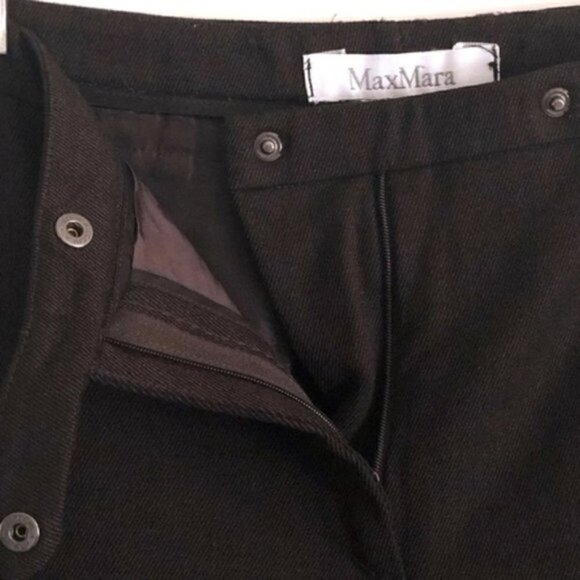 MaxMara Trousers 8 Wool Woven Luxury Brown Dress Pleated Office Business Casual - Picture 4 of 5